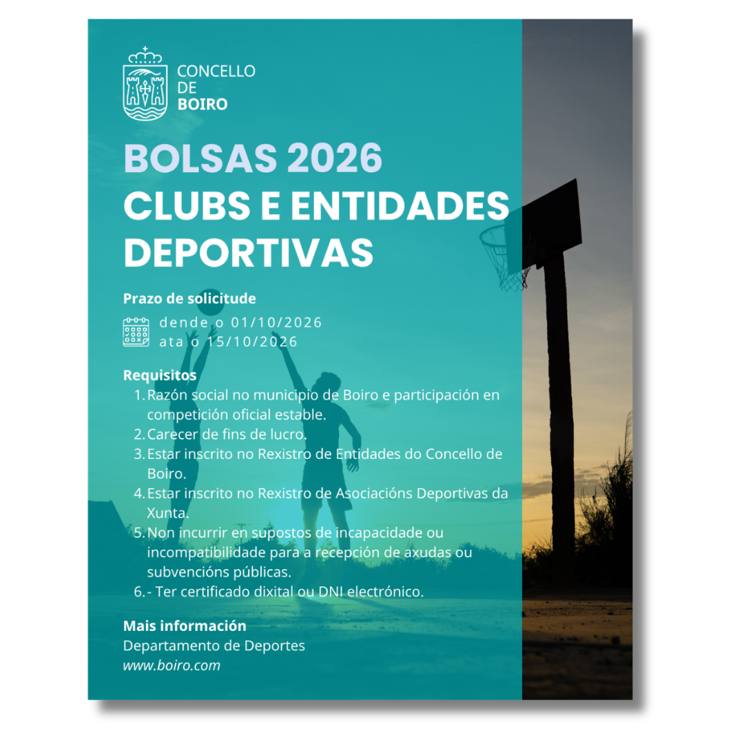 Subvencións para clubs e entidades deportivas federadas 2026 | Concello de Boiro