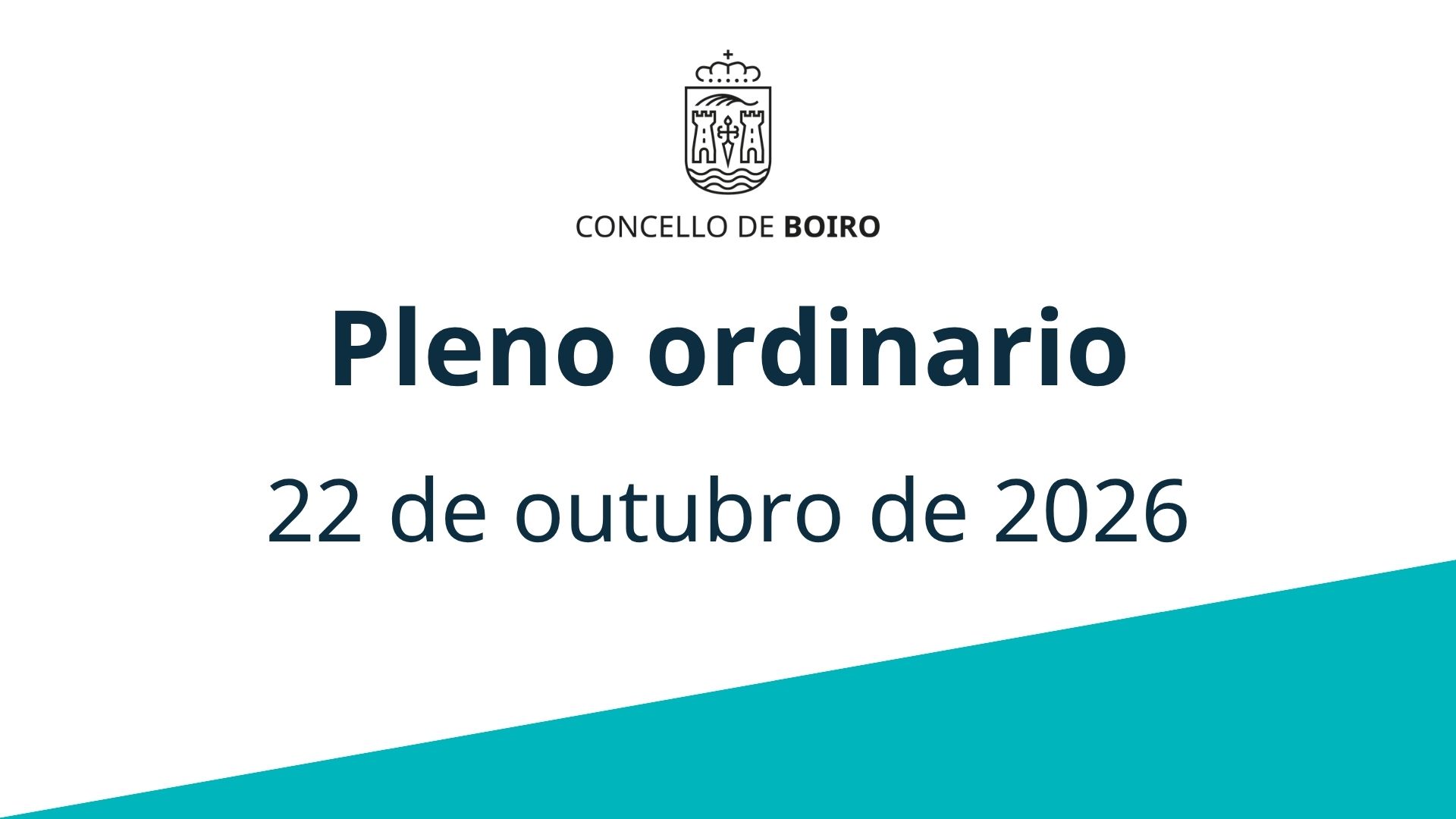 Pleno ordinario do 22 de outubro de 2026 | Concello de Boiro