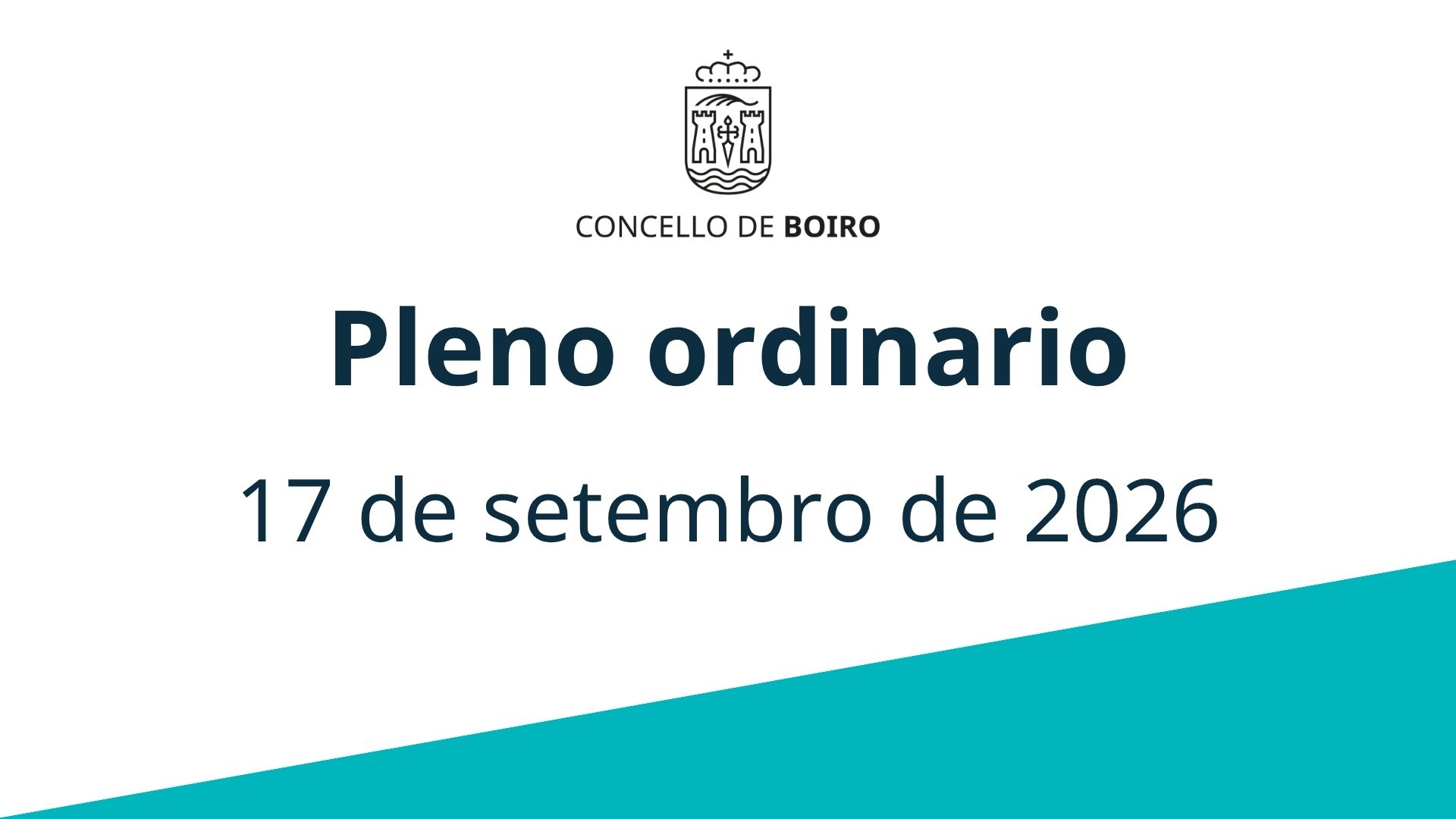Pleno ordinario do 17 de setembro de 2026 | Concello de Boiro